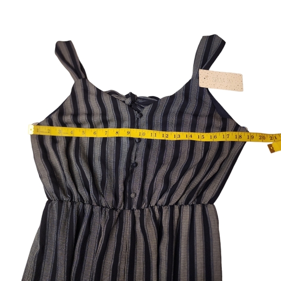 Navy Blue Striped Cropped Jumpsuit Size L - Picture 7 of 9